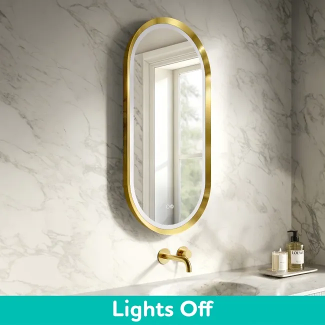 Isabel Brushed Brass Pill LED Mirror with Front & Back Illumination 1000x500mm