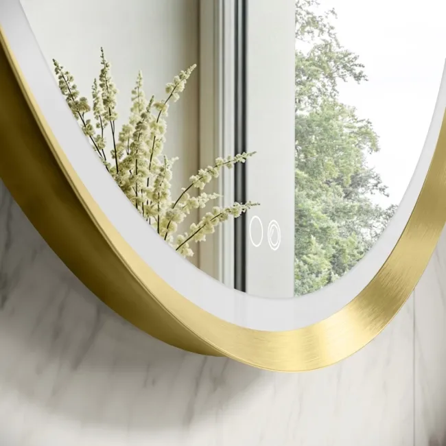 Isabel Brushed Brass Pill LED Mirror with Front & Back Illumination 1000x500mm
