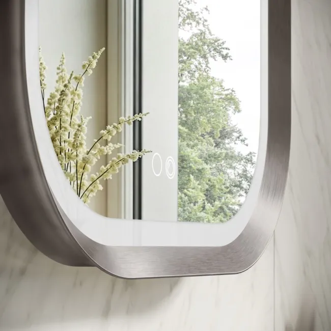 Isabel Brushed Gunmetal Arched LED Mirror with Front & Back Illumination 800x500mm