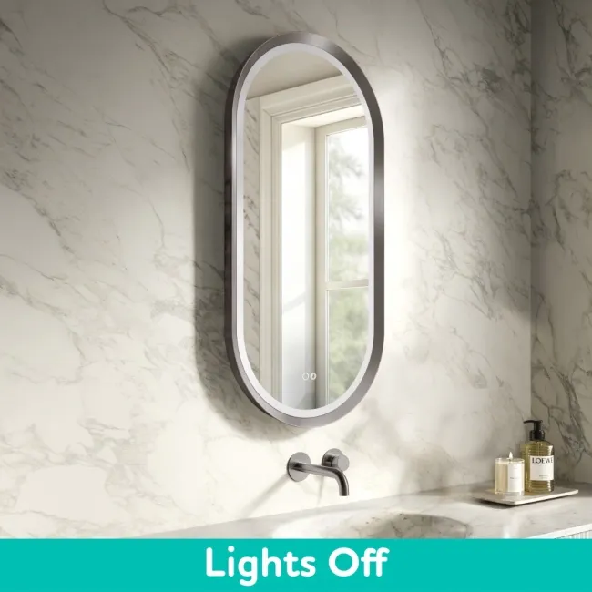 Isabel Brushed Gunmetal Pill LED Mirror with Front & Back Illumination 1000x500mm