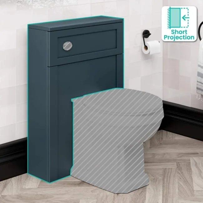 Inky Blue Slimline Back To Wall Toilet Unit 500mm