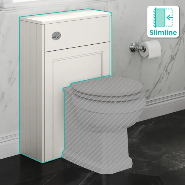 Monaco Cotton White Slimline Back To Wall Toilet Unit 500mm