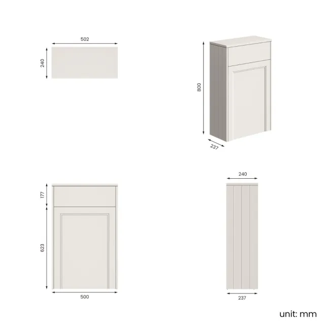 Monaco Cotton White Slimline Back To Wall Toilet Unit 500mm