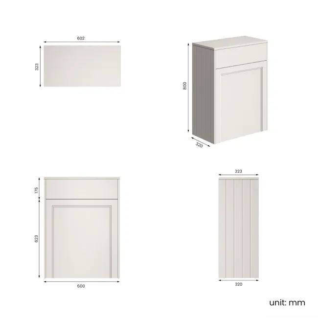 Monaco Cotton White Back To Wall Toilet Unit 600mm