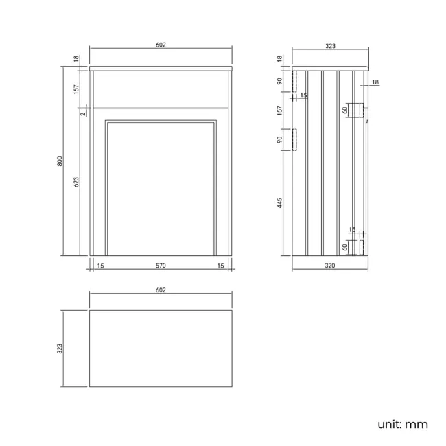 Monaco Cotton White Back To Wall Toilet Unit 600mm