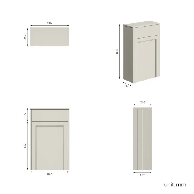 Monaco Linen White Slimline Back To Wall Toilet Unit 500mm