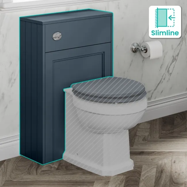 Monaco Navy Blue Slimline Back To Wall Toilet Unit 500mm