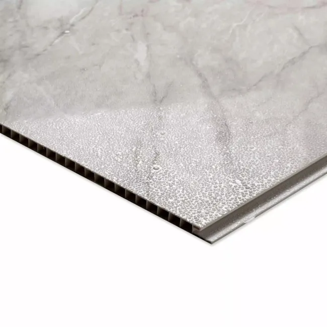 Trepanel Aqua® Gloss Light Grey Marble Effect PVC Shower Wall Panel