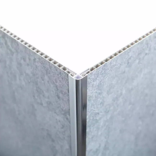 Trepanel Aqua® Shower Panel PVC External Corner Joint Silver
