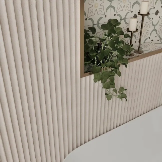 Trepanel Aqua 3D® Waterproof Ivory Stone Effect Fluted Wall Panel 3 Pack (Covers 1.80 SQM)