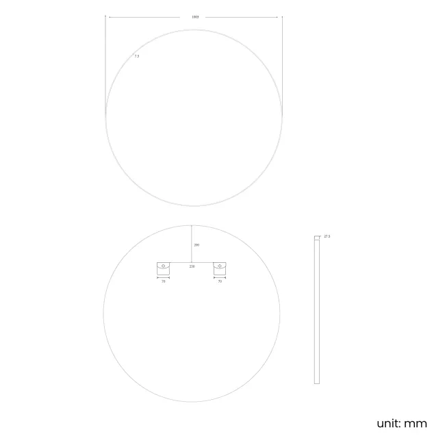 Essence Brushed Silver Round Bathroom Mirror 1000mm