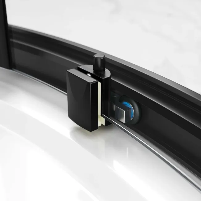 Hamburg Matt Black Easy Clean 8mm Offset Quadrant Shower Enclosure 1200x900mm - Easy Fix