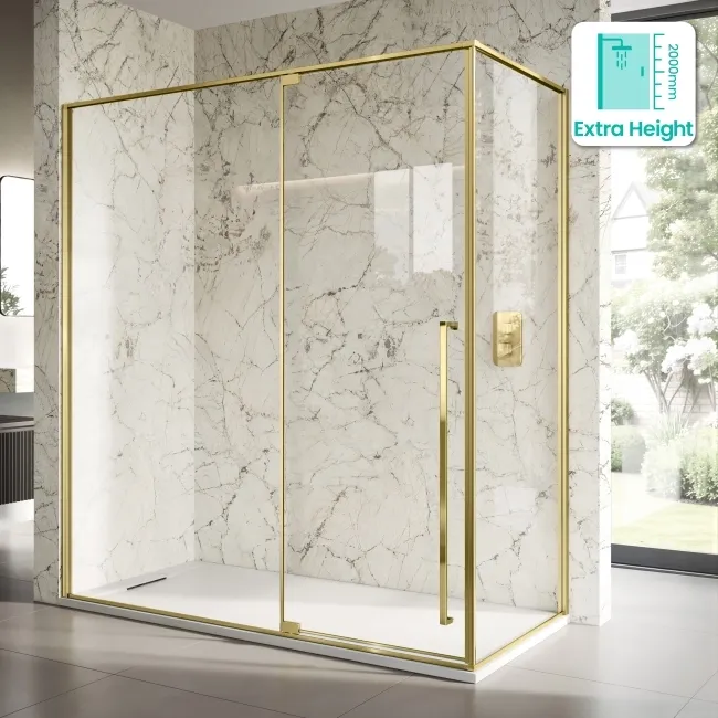 Cologne Brushed Brass Easy Clean 8mm Hinged Shower Enclosure 1800x800mm