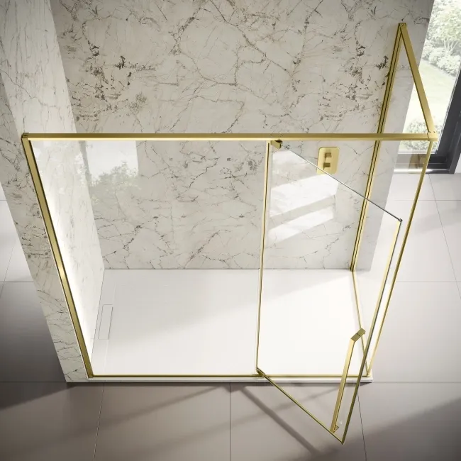 Cologne Brushed Brass Easy Clean 8mm Hinged Shower Enclosure 1800x800mm