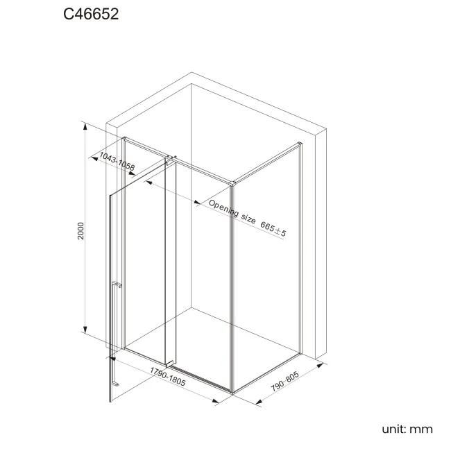 Cologne Brushed Brass Easy Clean 8mm Hinged Shower Enclosure 1800x800mm