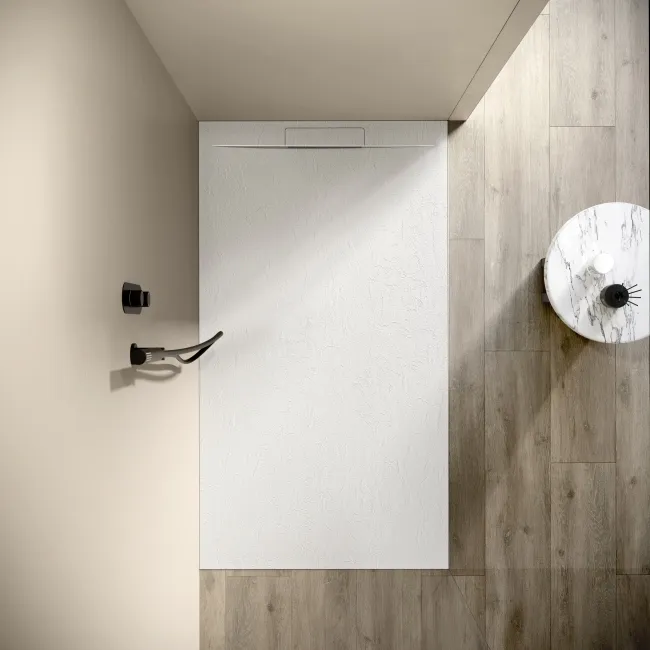 Tokyo Rectangular Matt White Slate Texture Stone Shower Tray 1600x800mm