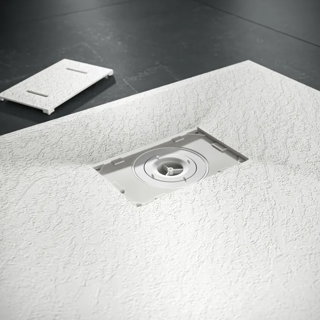 Berlin Rectangular Matt White Slate Effect SMC Composite Shower Tray 1500x800mm
