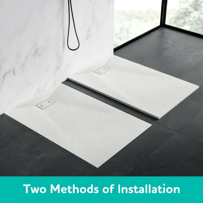 Berlin Rectangular Matt White Slate Effect SMC Composite Shower Tray 1500x800mm