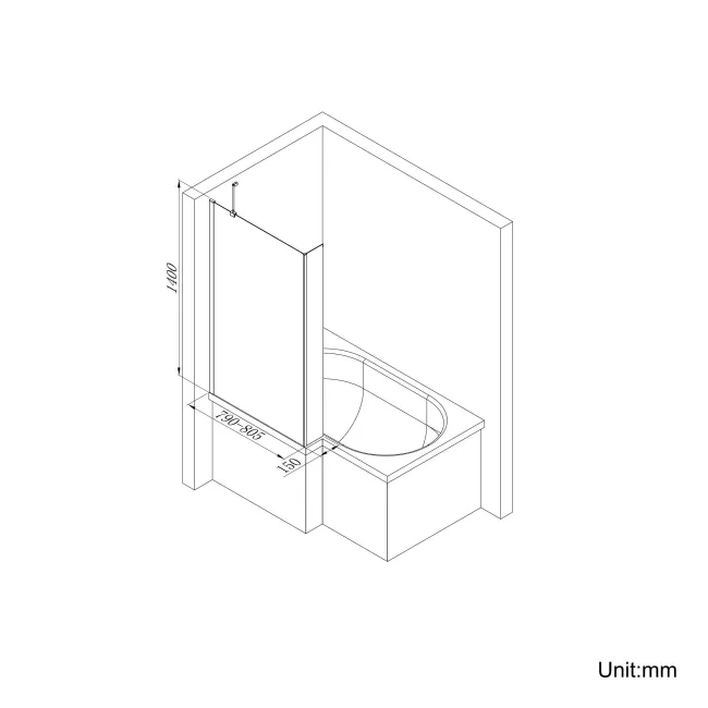 L Shaped 1500 Shower Bath & 4mm Fixed Screen - Left Handed