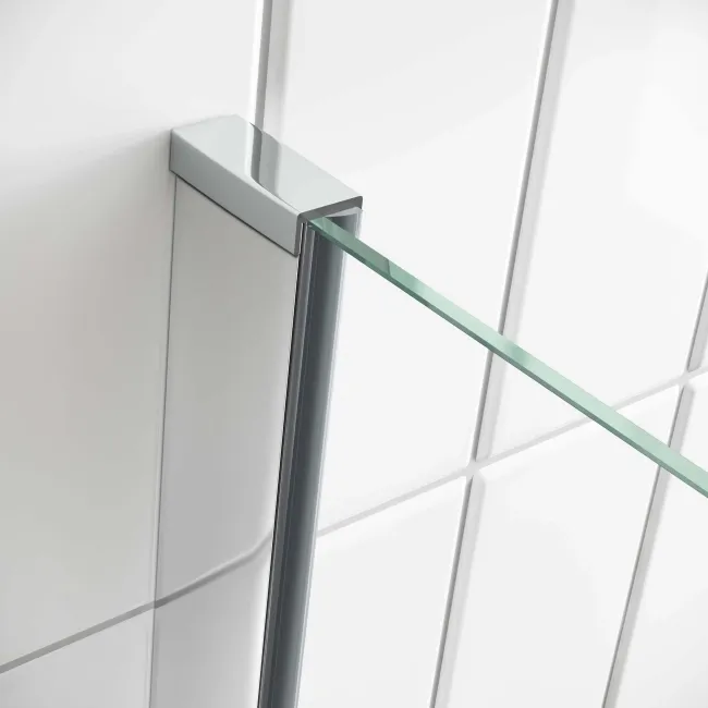 L Shaped 1500 Shower Bath with Front Panel & 4mm Fixed Screen - Left Handed