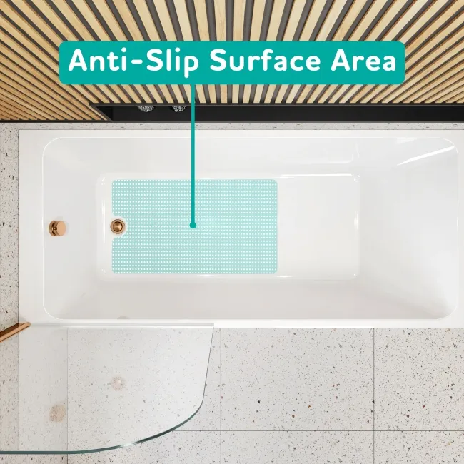 Witney 1700x700 Square Shower Bath & 6mm Easy Clean Brushed Copper Bath Screen
