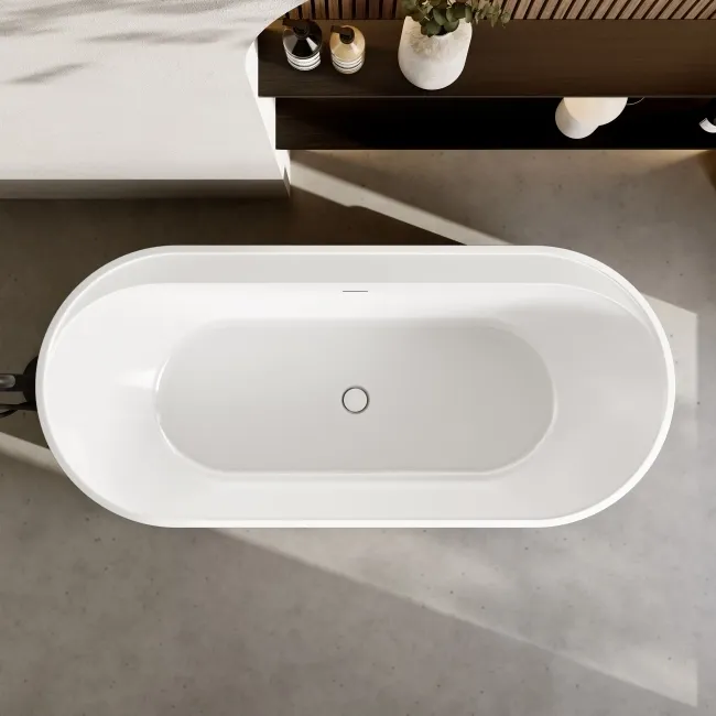Shore 1700 Gloss White Freestanding Bath - Matt Black Feet