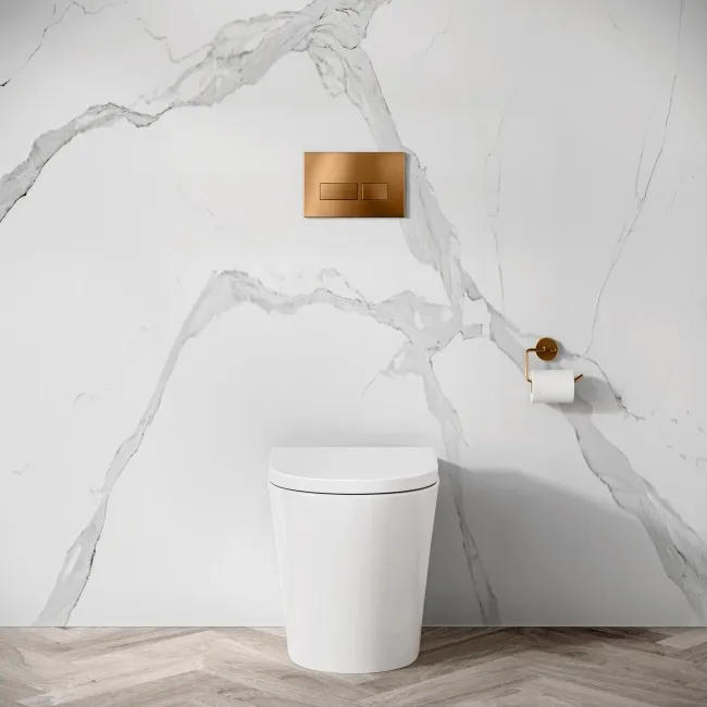 Idaho Pneumatic Concealed Cistern with Brushed Copper Flush Plate - Square Buttons