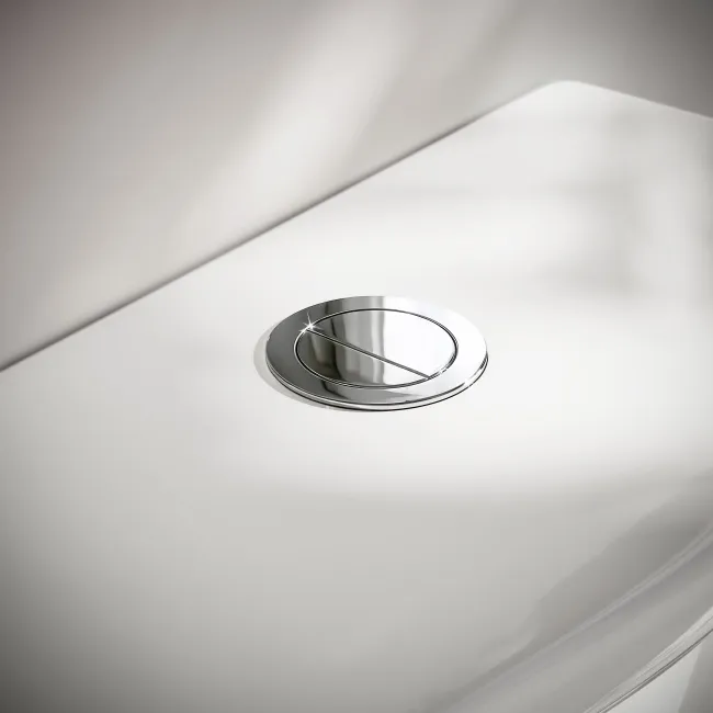 Alma Traditional Rimless Close Coupled Toilet With Oak Effect Wooden Soft Close Seat