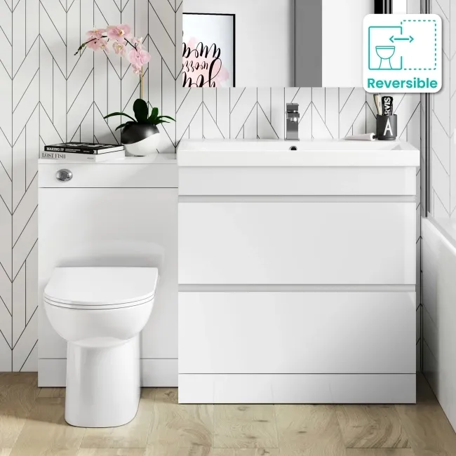 Trent Gloss White Combination Basin Drawer and Aruba Toilet 1300mm