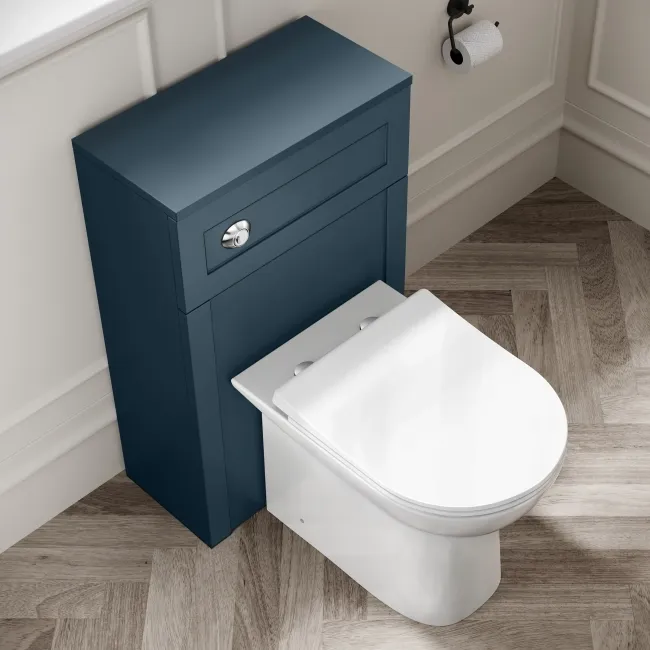 Milos Navy Blue Combination Vanity Basin and Aruba Toilet 1300mm - Chrome Handles