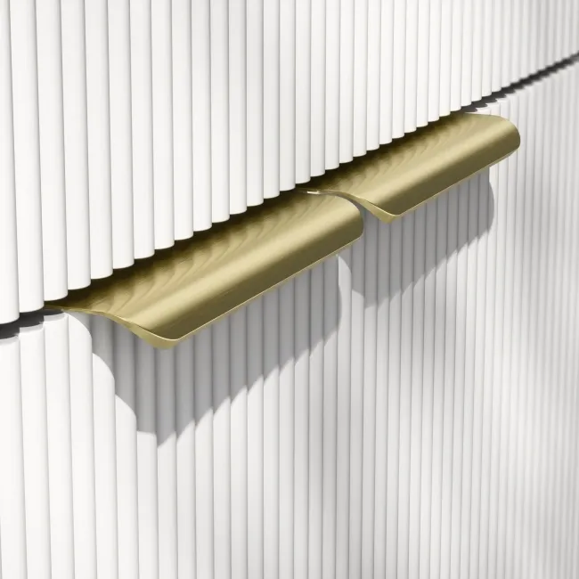 Sicily Fluted Coastal White Combination Vanity Basin and Utah Comfort Height Toilet 1200mm - Brushed Brass Accents - Left Handed
