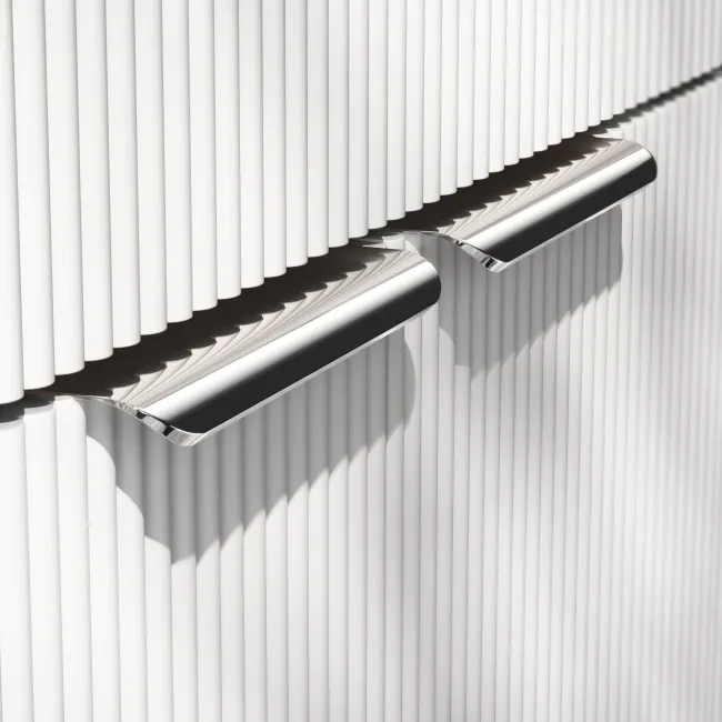 Sicily Fluted Coastal White Combination Vanity Basin 1500mm (Excludes Toilet) - Chrome Handles