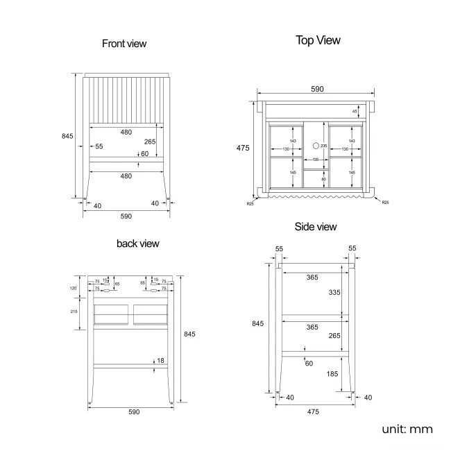 Maru Oak Wood Grain Vanity Unit & Matt White Stone Basin 600mm