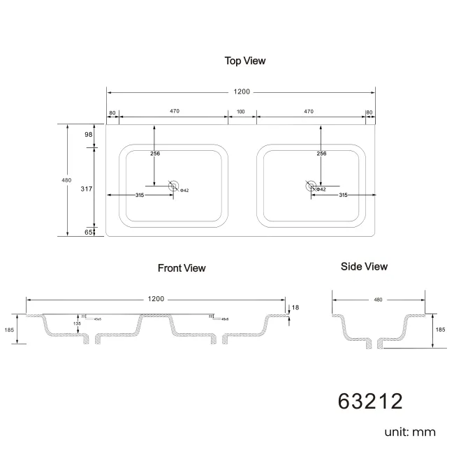 Maru Oak Wood Grain Vanity Unit & Matt White Double Stone Basin 1200mm