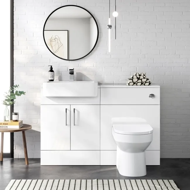 100% Waterproof - Harper Gloss White PVC Combination Vanity Basin and Miami Toilet 1200mm