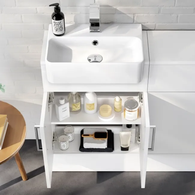100% Waterproof - Harper Gloss White PVC Combination Vanity Basin & Aruba Toilet 1000mm