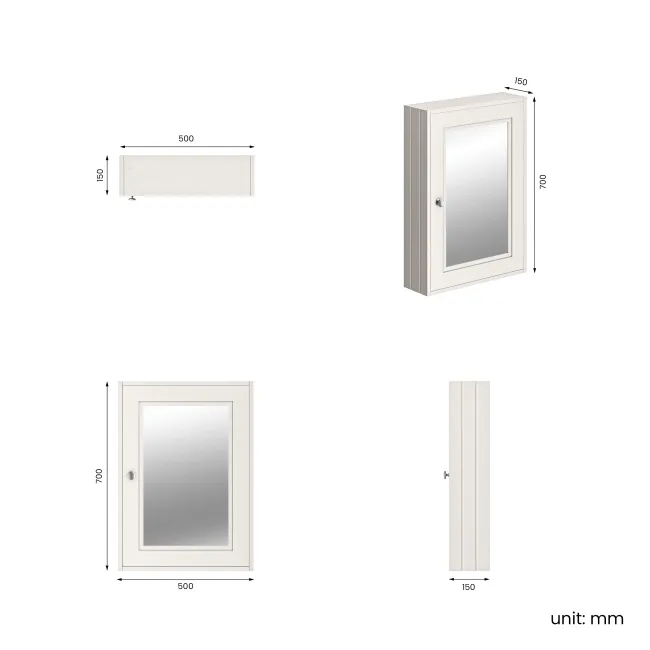 Cotton White Mirror Cabinet 700x500mm