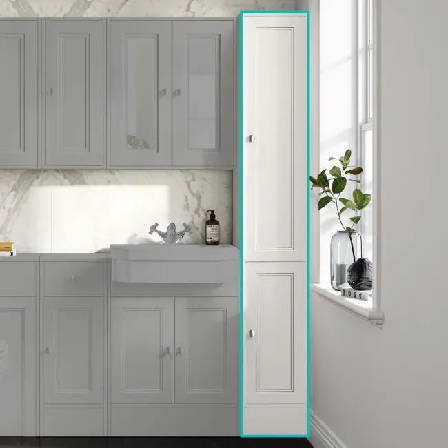 Monaco Cotton White Floor Standing Tall Cabinet Unit 300mm