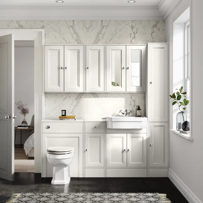 Monaco Cotton White Floor Standing Tall Cabinet Unit 300mm