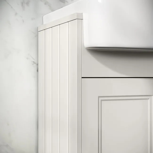 Monaco Cotton White Combination Vanity Basin and Miami Toilet 1200mm - Brushed Brass Accents