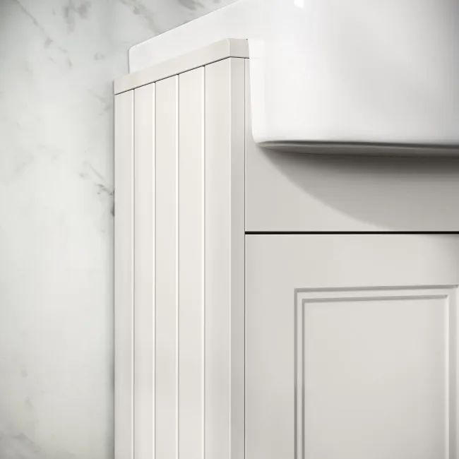 Monaco Cotton White Combination Vanity Basin and Miami Toilet 1500mm - Brushed Brass Accents