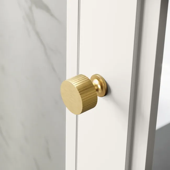 Cotton White Mirror Cabinet 700x500mm - Brushed Brass Accents