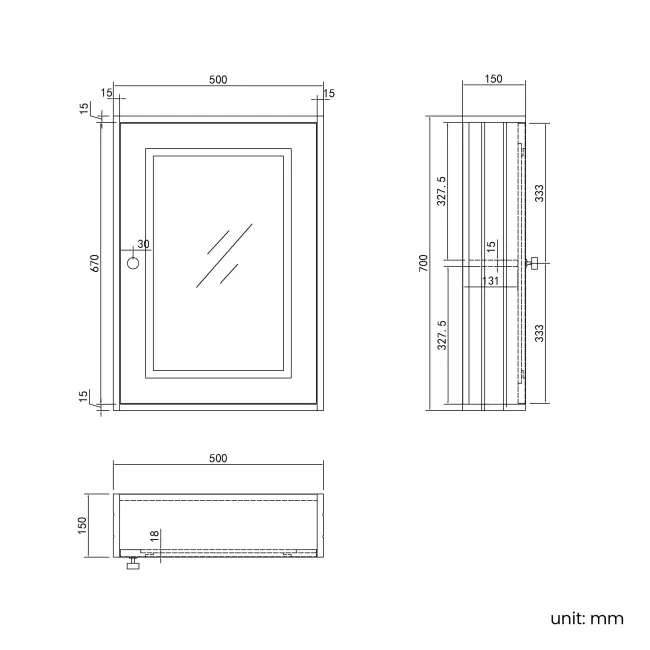 Cotton White Mirror Cabinet 700x500mm - Brushed Brass Accents