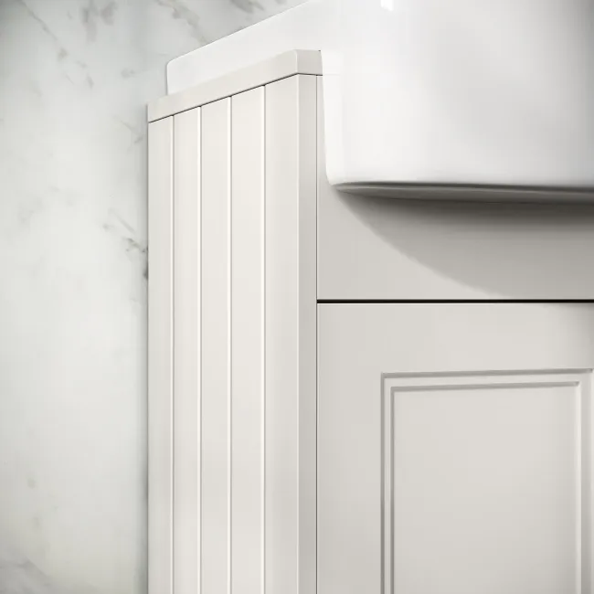 Monaco Cotton White Basin Vanity 600mm - Brass Knurled Handles