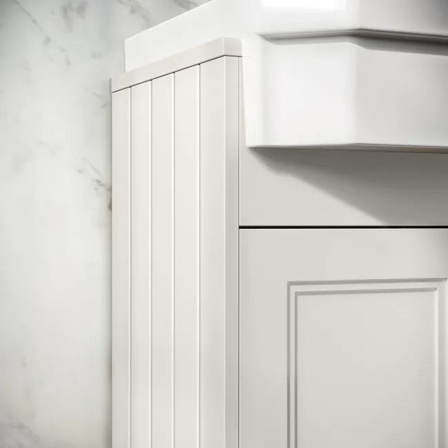 Monaco Cotton White Traditional Basin Vanity 600mm - Brass Knurled Handles