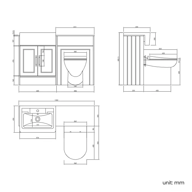 Monaco Cotton White Combination Vanity Traditional Basin with Marble Top & Aruba Toilet 1200mm - Brass Knurled Handles