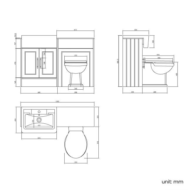 Monaco Cotton White Combination Vanity Traditional Basin with Marble Top & Hudson Toilet with Wooden Seat 1200mm - Brass Knurled Handles