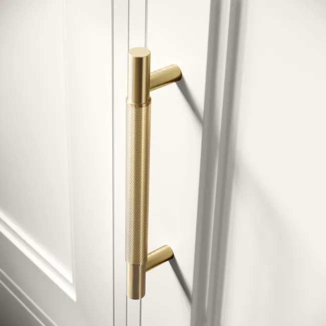 Monaco Cotton White Side Cabinet Unit 300mm - Brass Knurled Handles