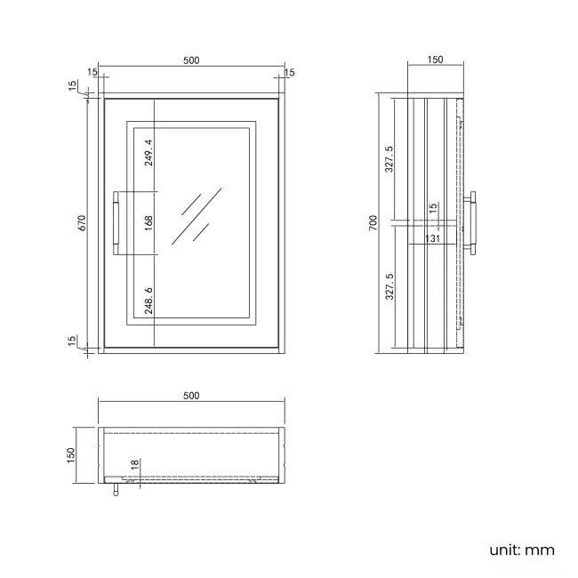 Cotton White Mirror Cabinet 700x500mm - Brass Knurled Handles