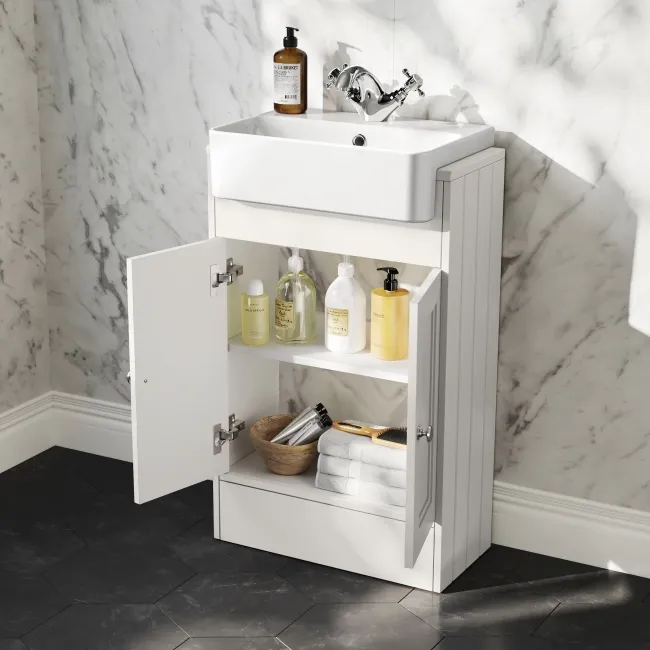 Monaco Cotton White Basin Vanity 500mm